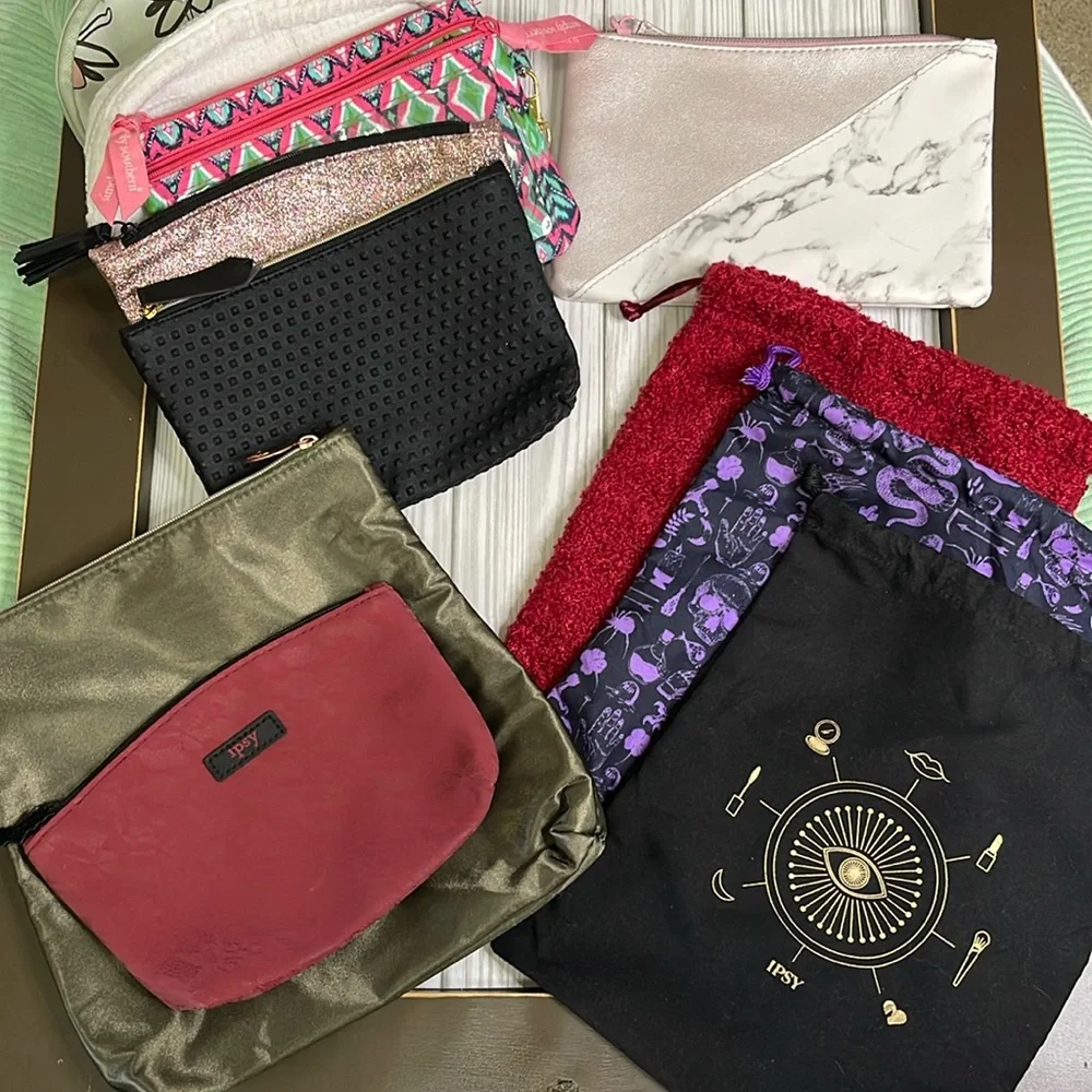Cosmetic pouches, drawstring bags, totes